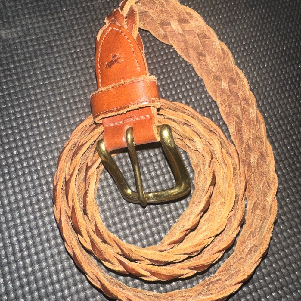 VTG Polo Ralph Lauren Vintage Braided Leather Belt with Brass Buckle 40